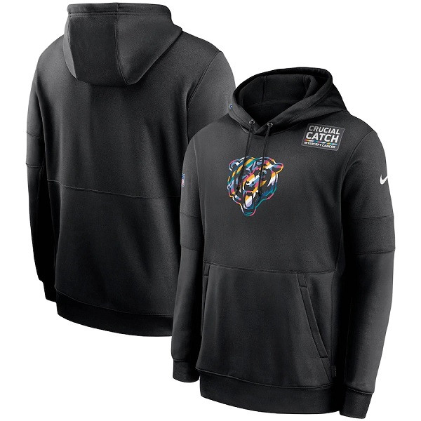 Men's Chicago Bears Black Crucial Catch Sideline Performance Pullover Hoodie 2020